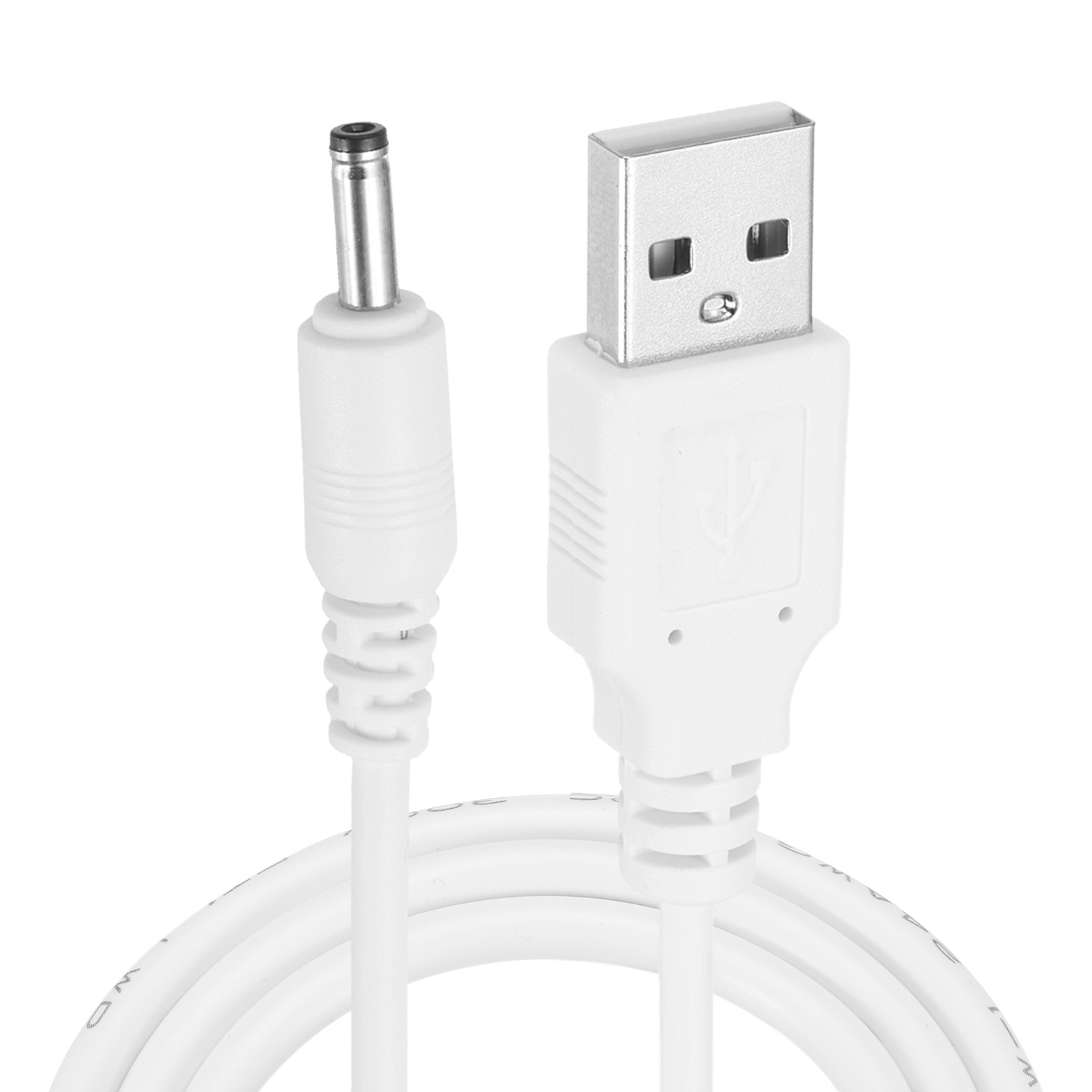 2Pcs 3.3ft USB A Type 3.5 x 1.35mm Straight Head Power Connector, White