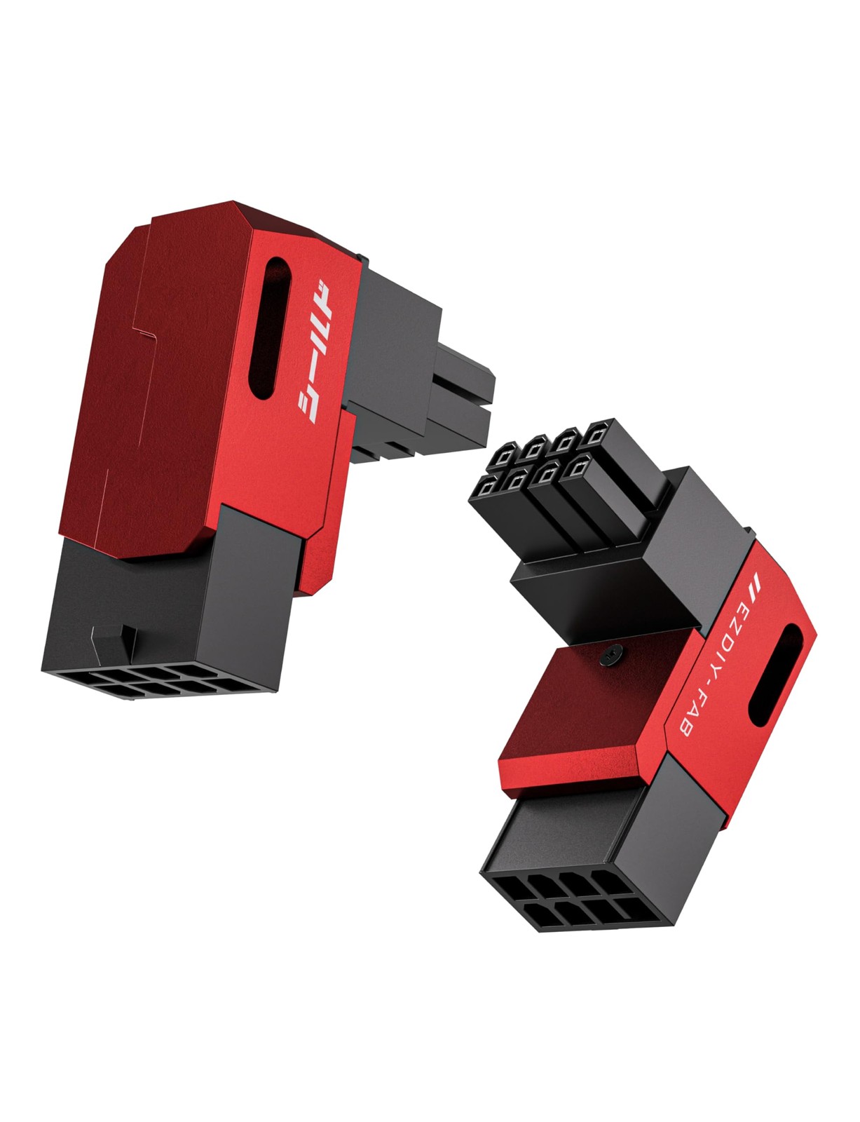 Shield Series 8 Pin PCIe GPU Power Adapter 90 Degree Angled Red 2 Pack Standard