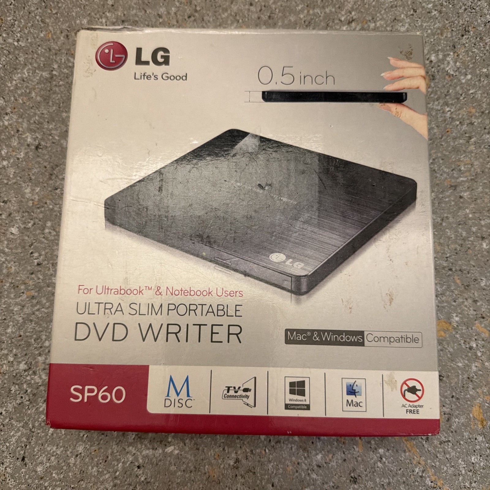 LG SP60NB50 Ultra Slim Portable External DVD Writer USB Mac Windows New Sealed