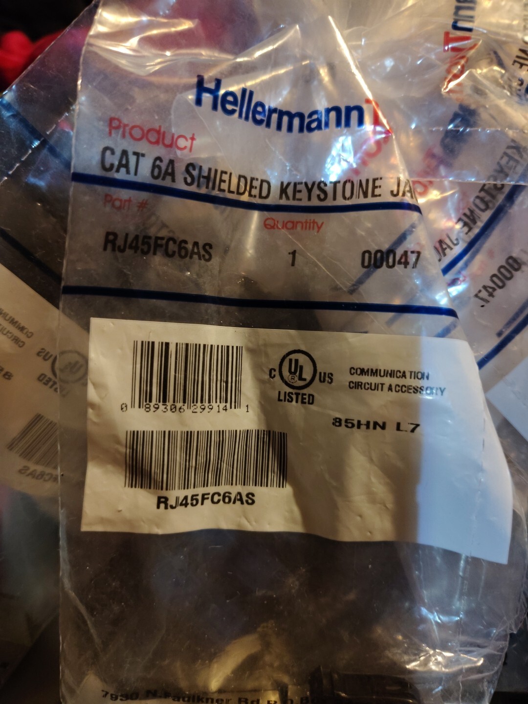 Lot Of 10 Hellermann Tyton RJ45FC6AS Cat 6a Shielded Modular Jack Stainles Steel