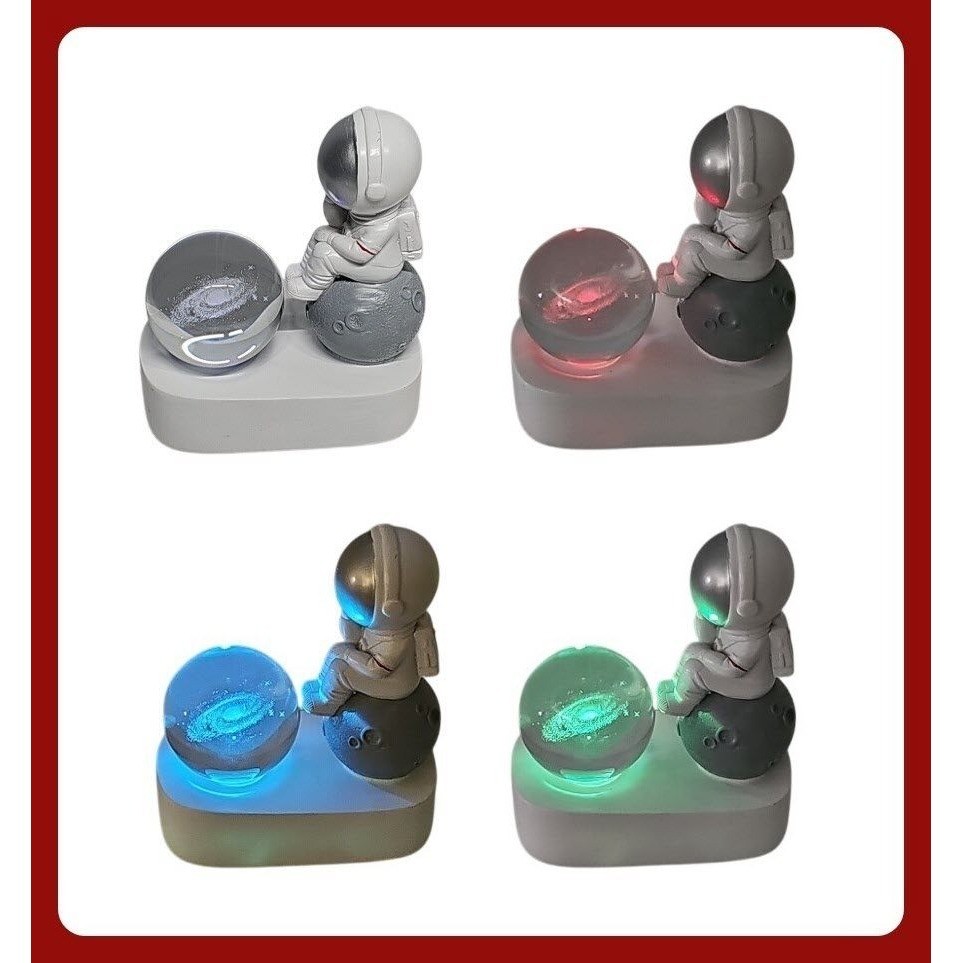 Astronaut Crystal Ball Night Light Galaxy Color Changing LED Lamp Desk Decor EX