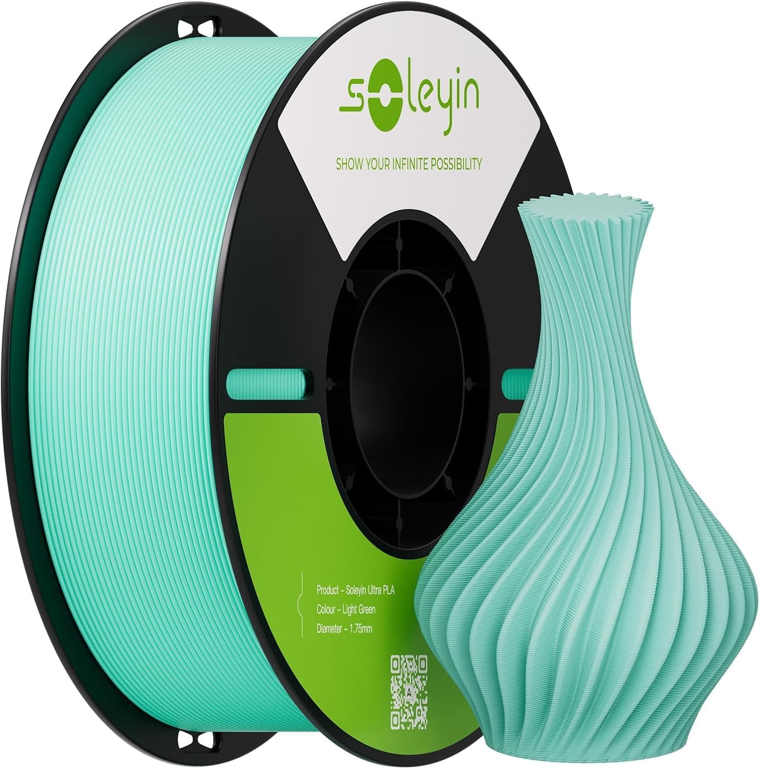 SOLEYIN PLA 3D Printer Filament 1.75mm, Light Green, 1KG | Rapid PLA Filament...