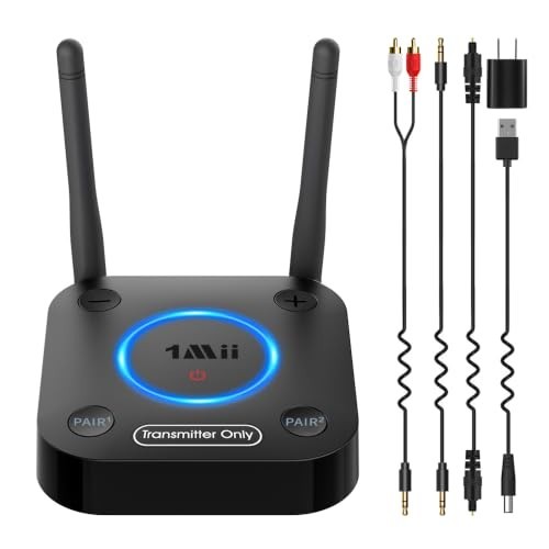 Bluetooth 5.3 Transmitter for TV to 2 Wireless Headphones/Speakers Audio