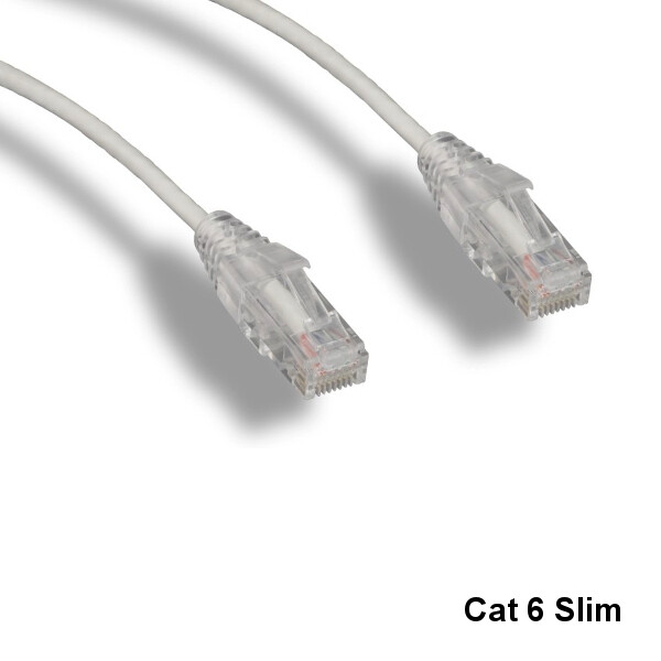 KNTK White 15' Slim Type Cat6 UTP Ethernet Cable 550MHz RJ45 Patch Panel Network