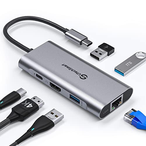 UTECHSMART USB C HUB USB C ETHERNET MULTIPORT ADAPTER HDMI 4K UCN3273 - SILVER
