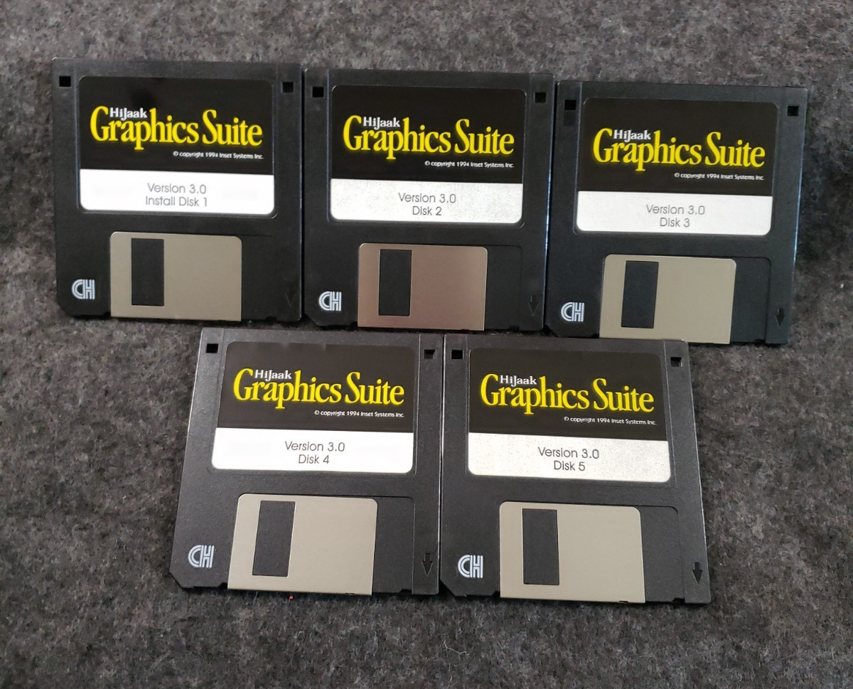 HiJaak Graphics Suite 3.0, Draw/TouchUp/Pro/Browser, INSTALL DISKS 1-5 (C19B2)
