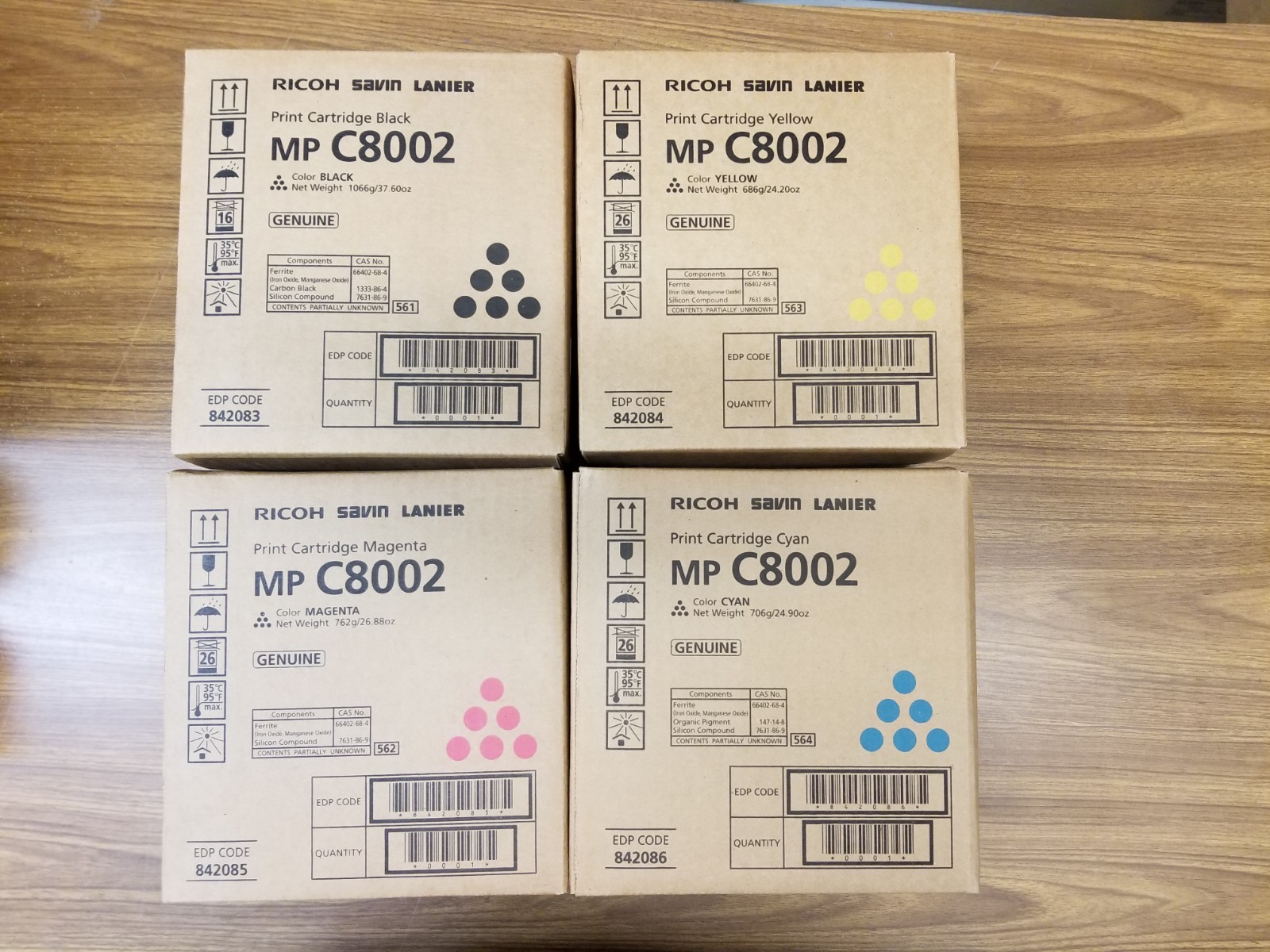 NEW IN BOX -- Ricoh Savin MP C8002 Standard Yield Toner Cartridge Set