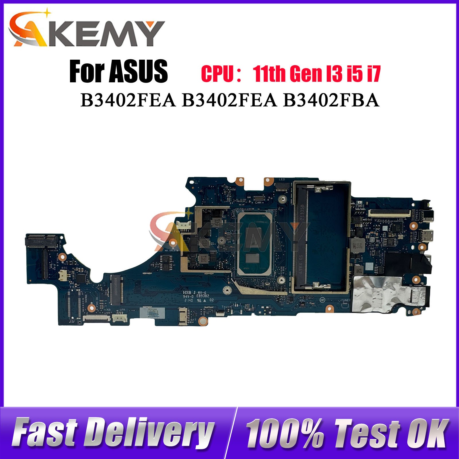 B3402FEA Laptop Motherboard For ASUS B3402FBA Mainboard W/ i3 i5 i7 CPU Tests OK