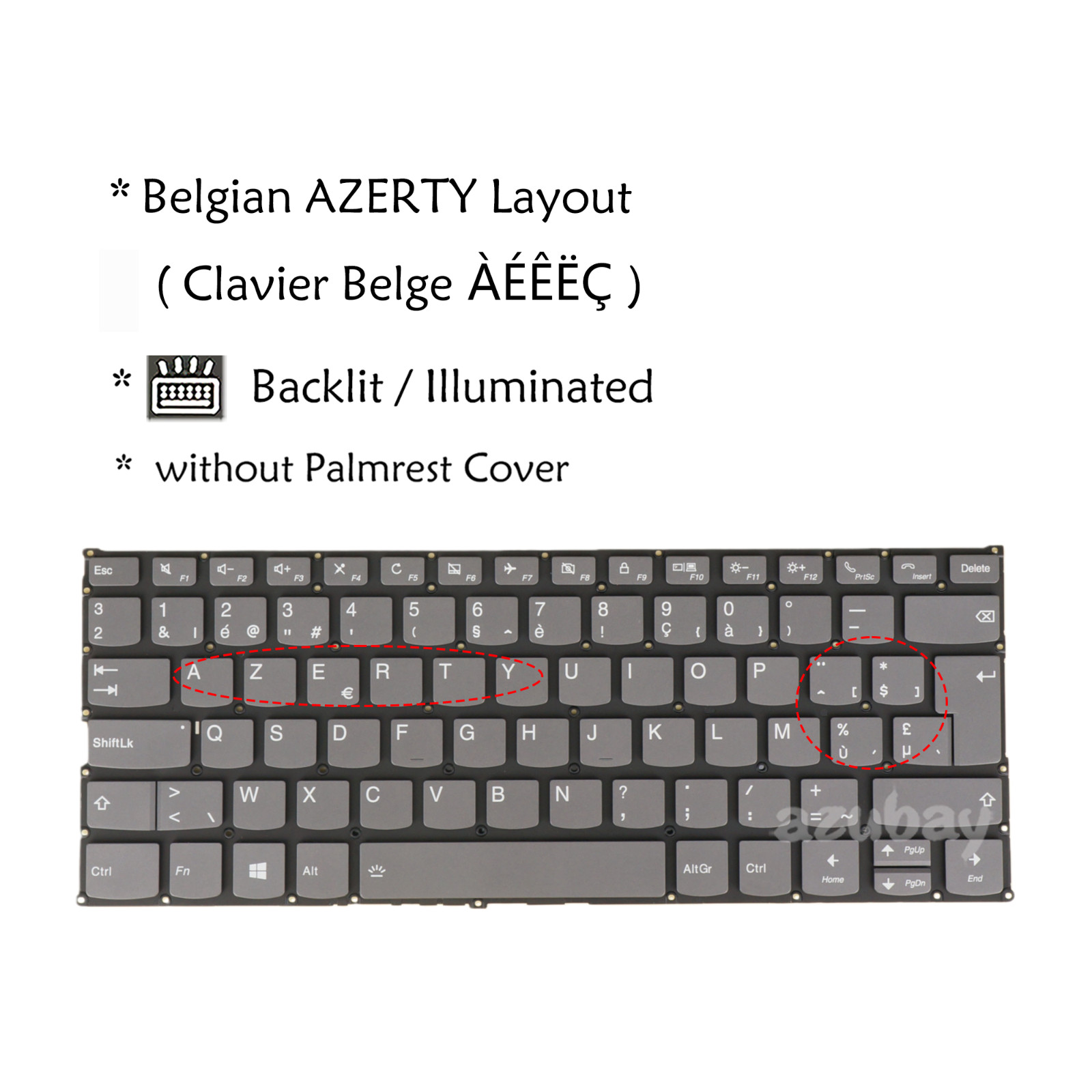 BE Belgian Keyboard For Lenovo IdeaPad FLEX-14IML FLEX-14IWL FLEX-14API Backlit