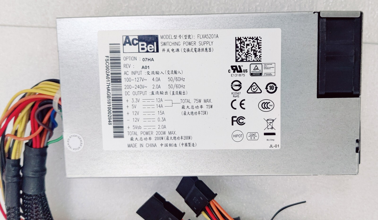 Switching Power Supply For Acbel 1U 200W For FLXA5201A, New