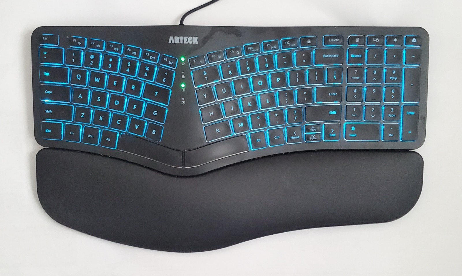 Arteck (HA315B) Split Design Ergonomic Backlit USB Wired Keyboard w Cushion 