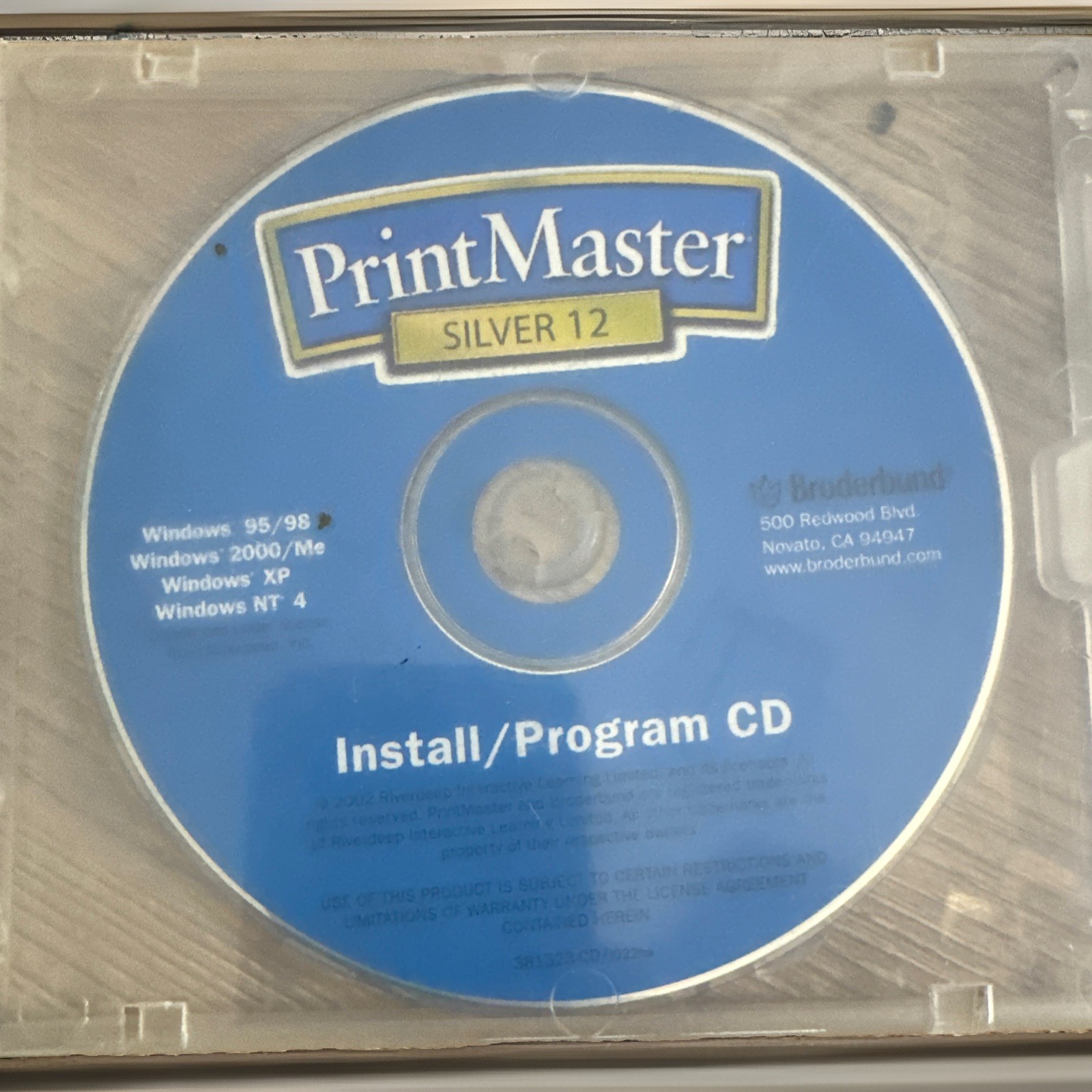 Print Master Silver 12 Install Program CD Broderbund -Windows. CD Only