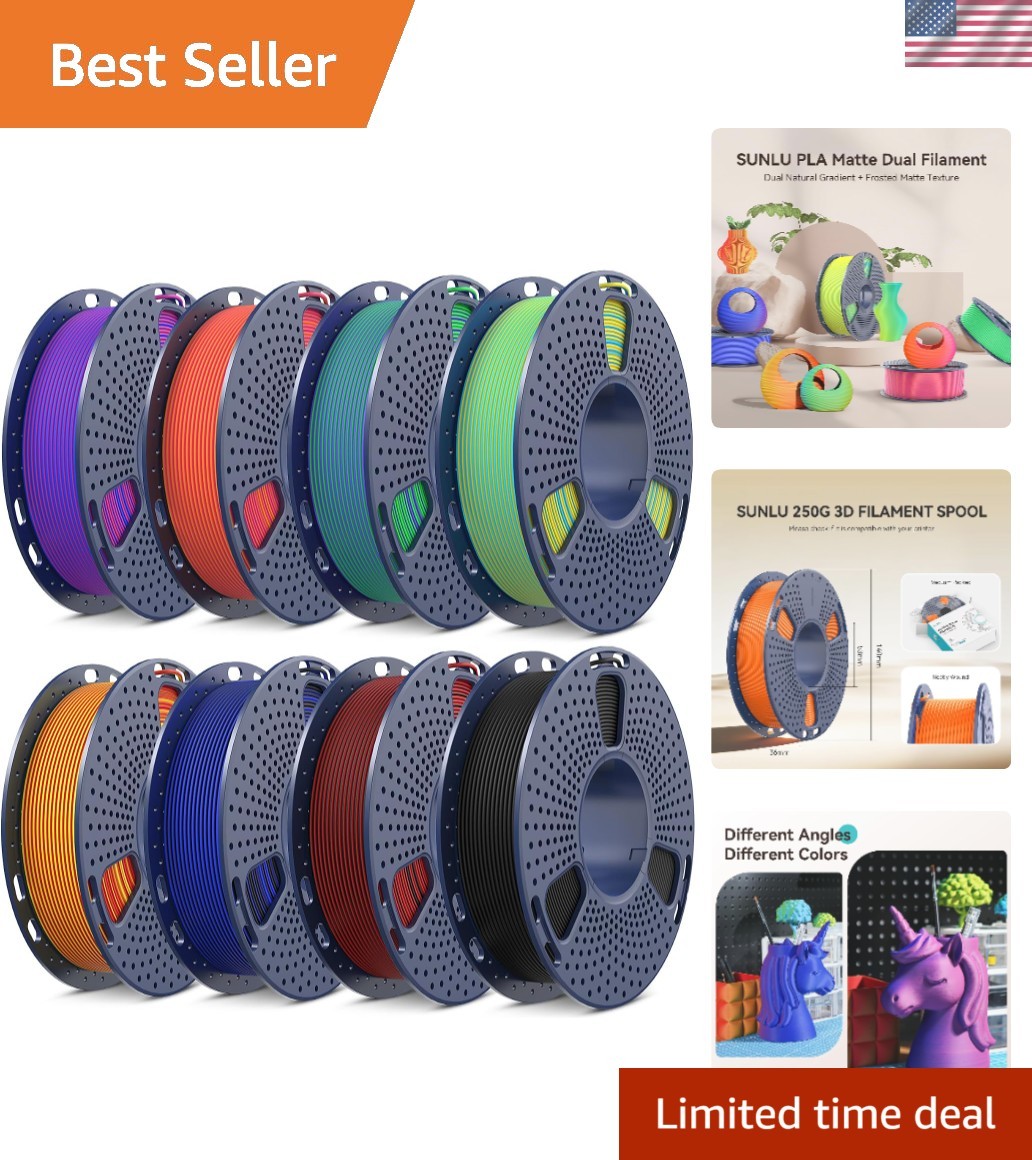 SUNLU PLA 3D Printer Filament Bundle 1.75mm 8 Pack 2kg Total Vacuum Sealed