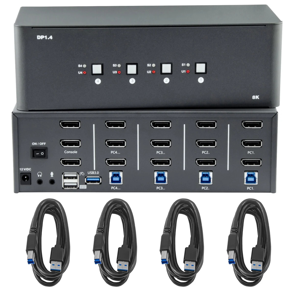 Bytecc KVM-DP4-3 4 In 3 Out 8K Displayport 1.4 Kvm Swith