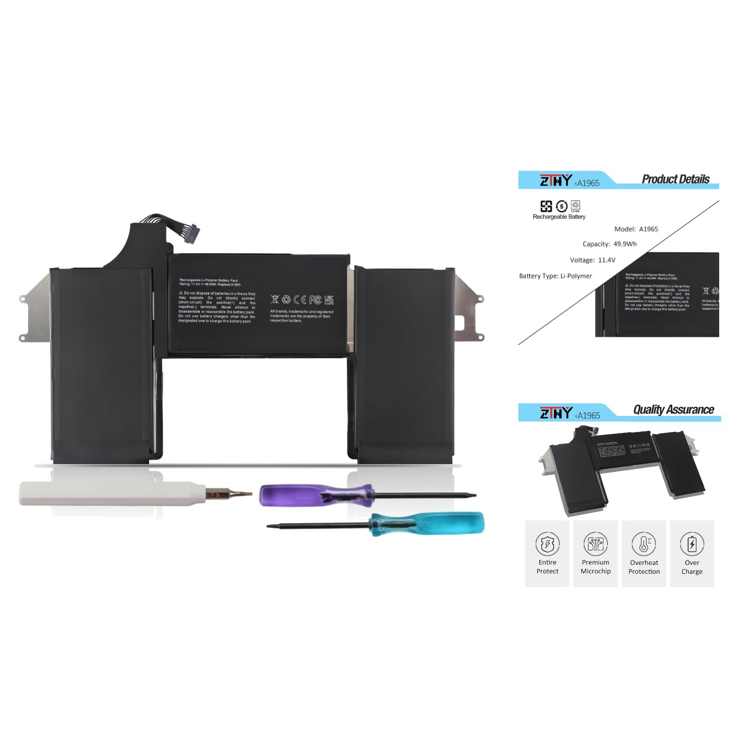 Lightweight A1965 Laptop Battery Replacement for MacBook Air 2018-2020 Models