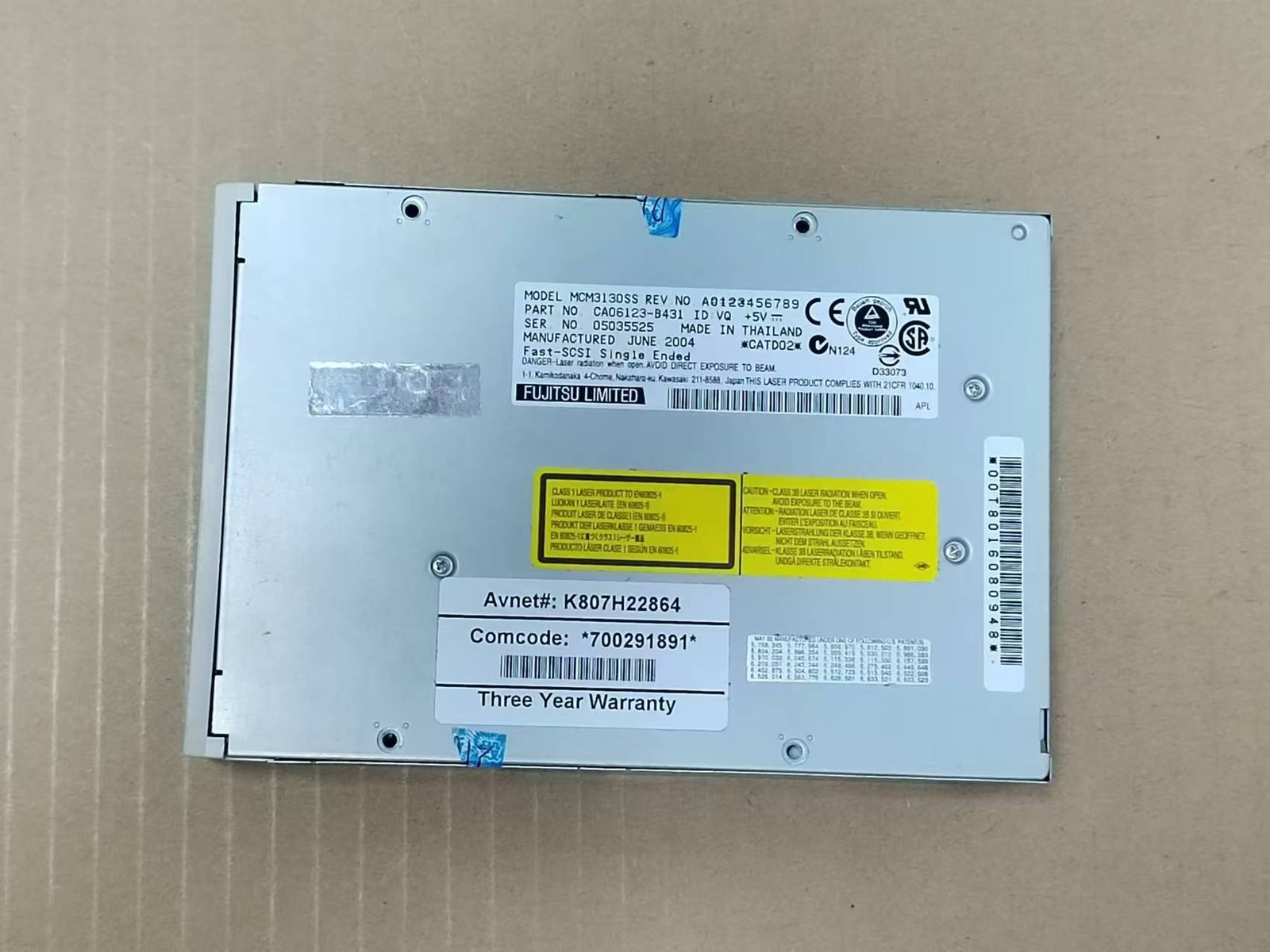 Fujitsu MCM3130SS 1.3GB 20MB 3.5-Inch Internal Magneto Optical SCSI Drive