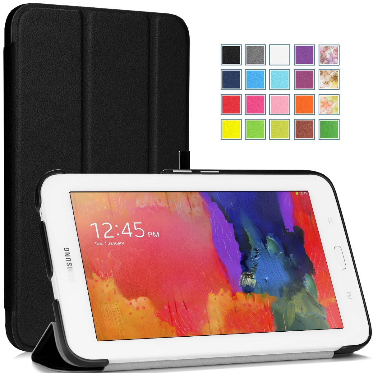 Moko Samsung Galaxy Tab 3 Lite 7 Inch Cover Case Stand -Ultra Slim   : Black 