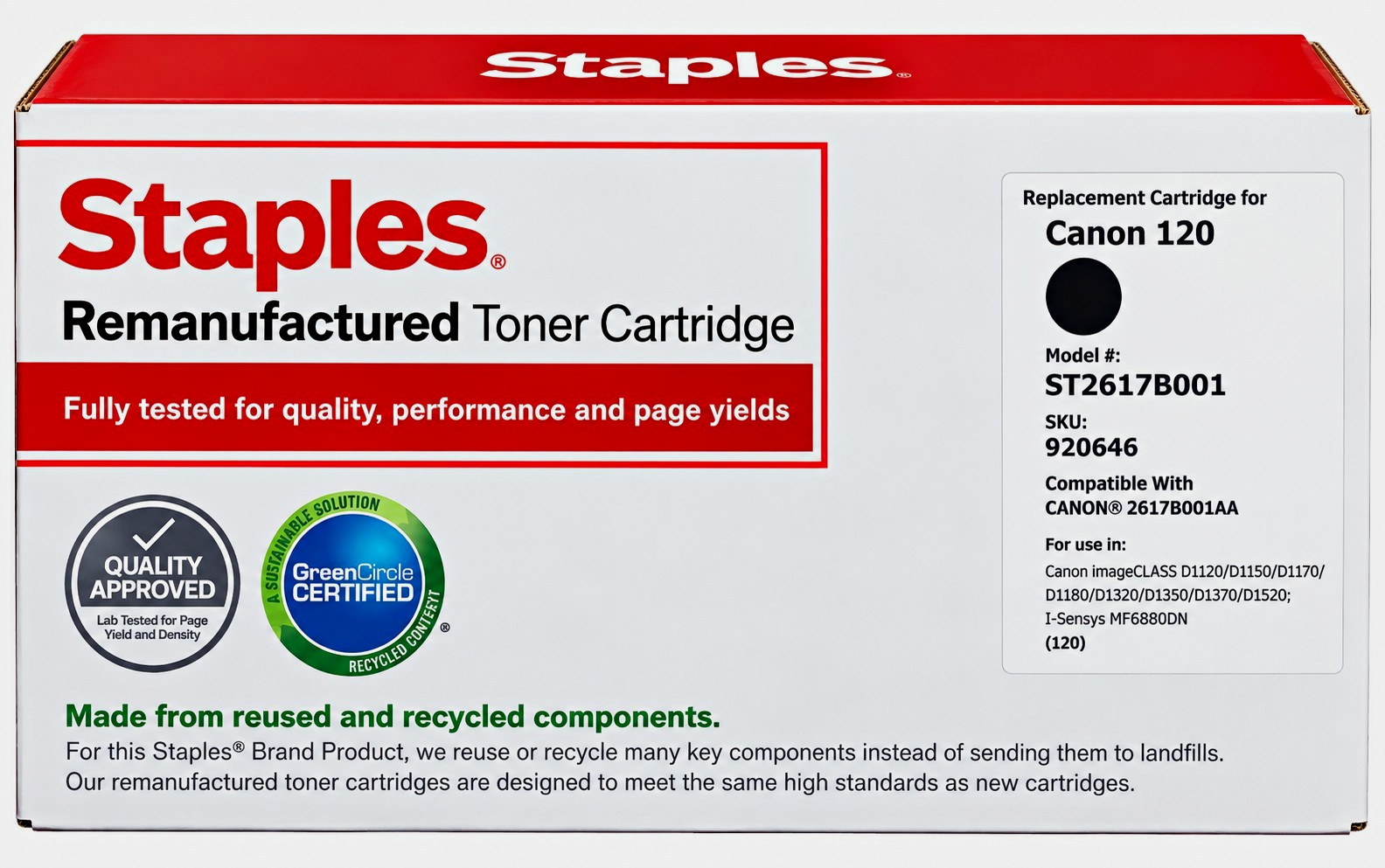Canon 120 Toner Cartridge Staples imageCLASS ST2617B001 d1520 d1370 d1350 d1320