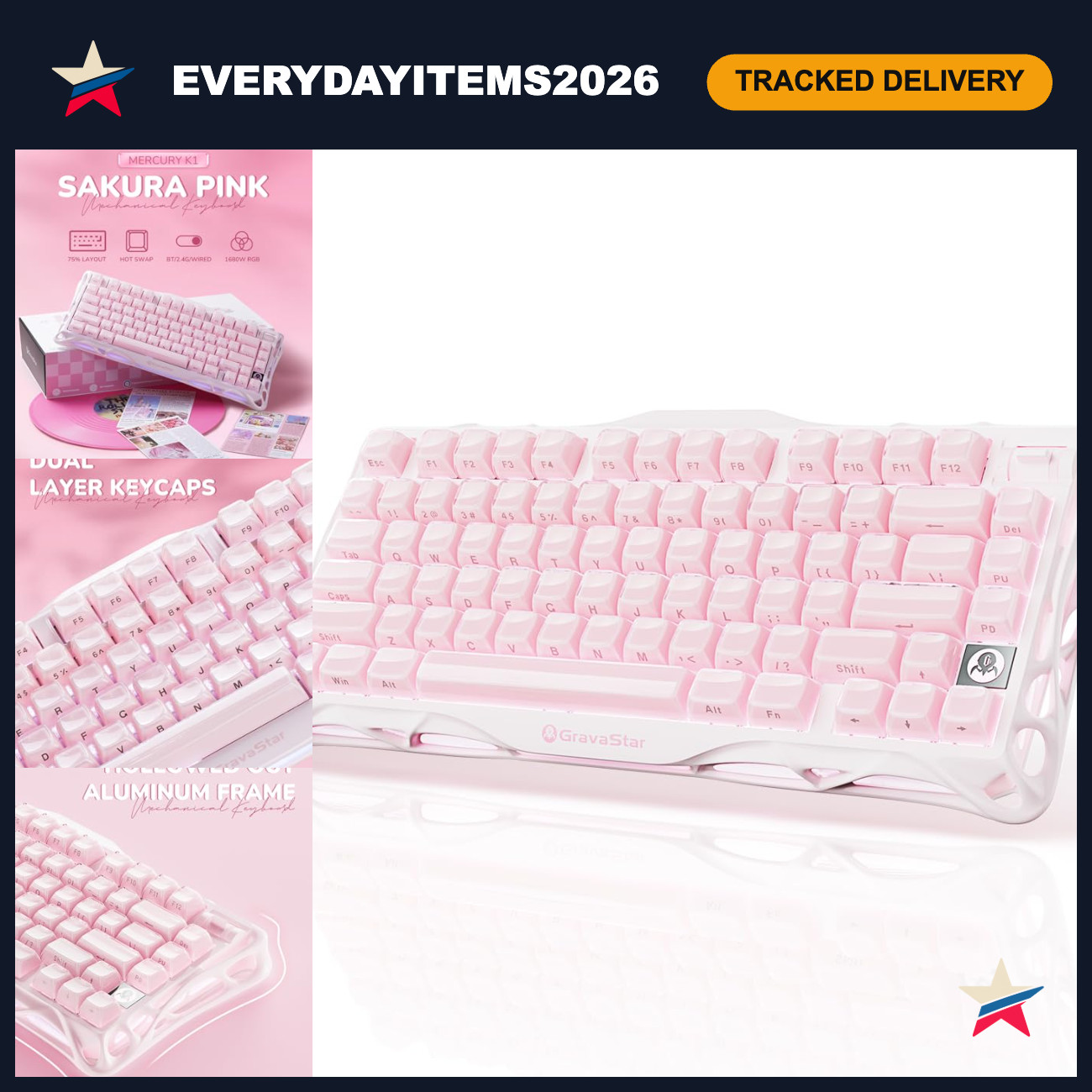 Wireless Mechanical Gaming Keyboard, RGB Backlit, 75% Compact Design, Gaming Acc