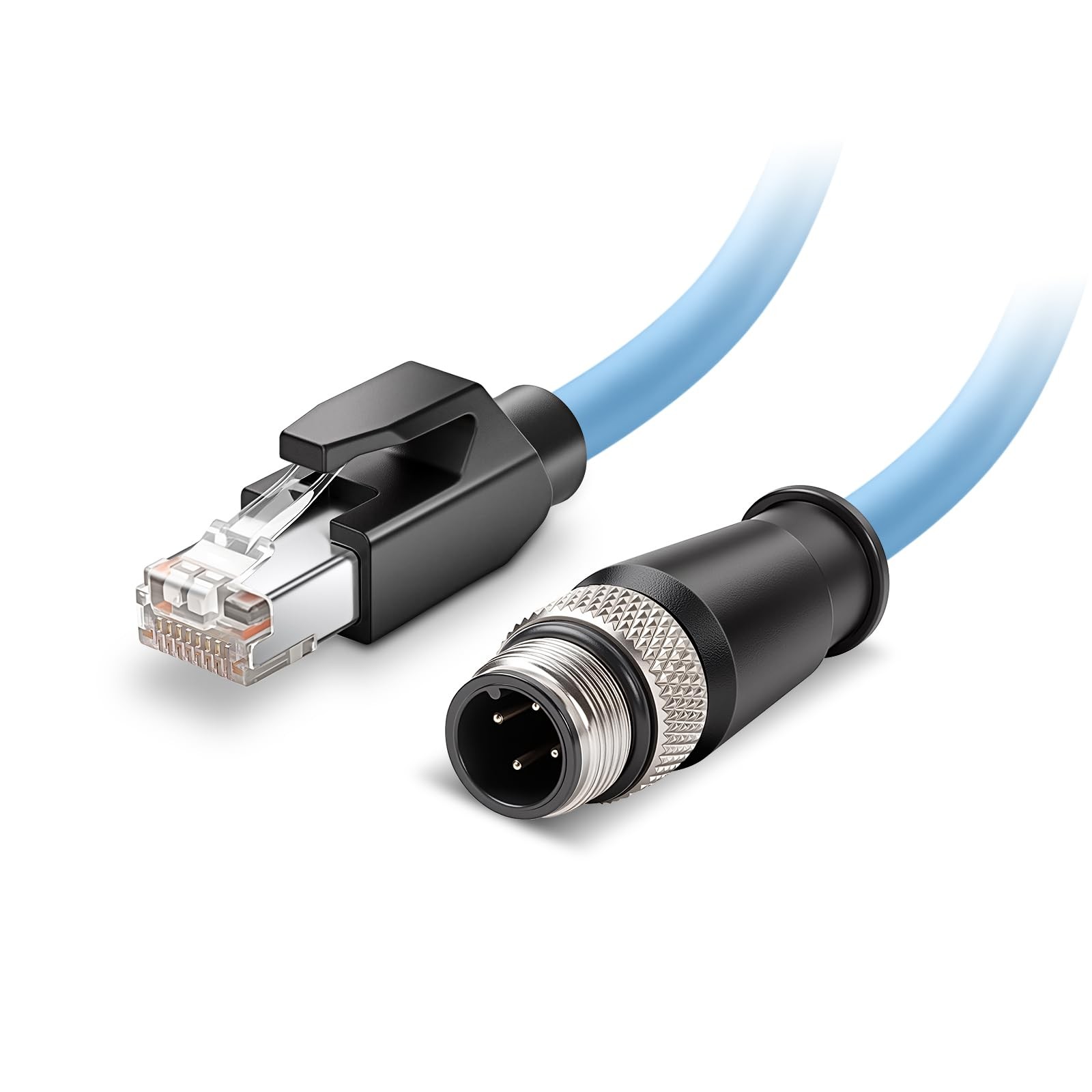 30CM Industrial M12 4 Pin Male D Code to RJ45 High Flex Cat6 Shielded Cable