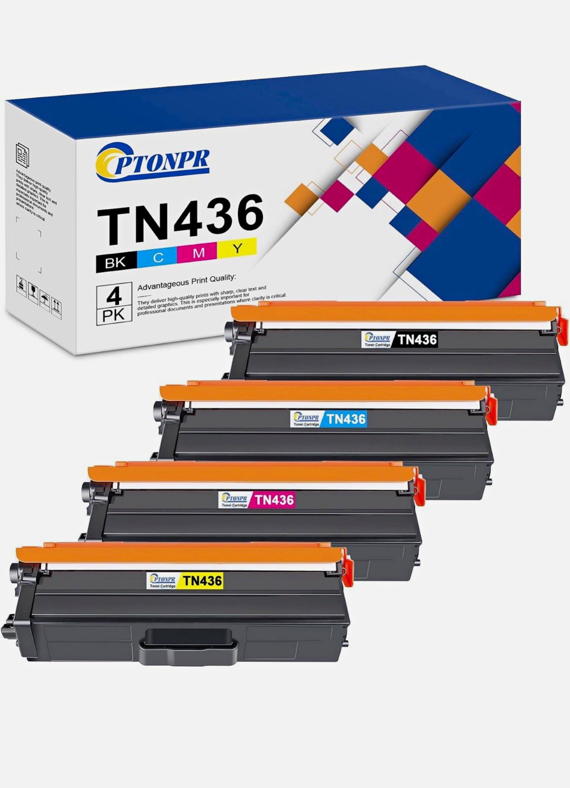 PTONPR TN436 Compatible Laser Toner 4-Pack CMYK for Brother HL-L8360CDW