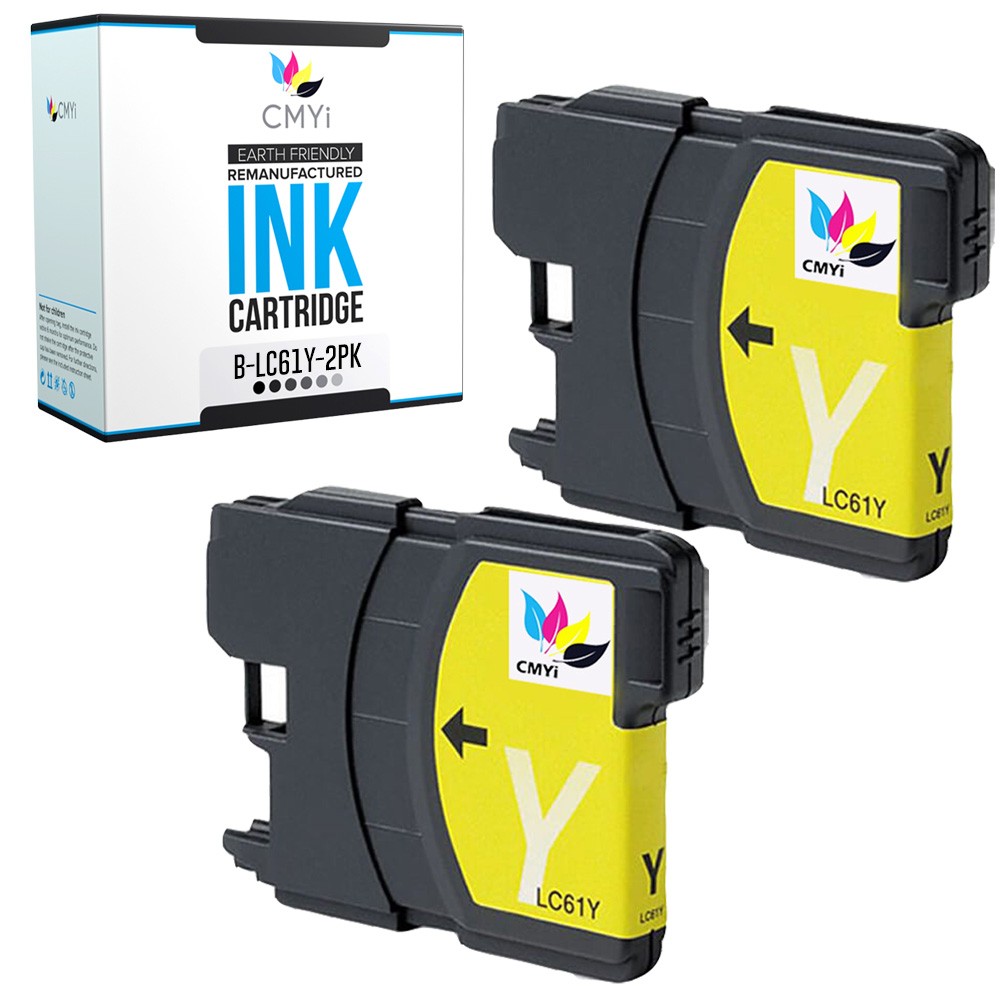 Compatible CMYi 2-Pack LC61Y Ink Cartridge fits Brother MFC-490CW, 495CW, 5490CN