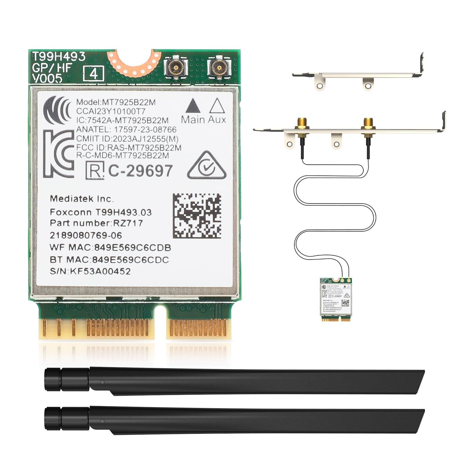 WiFi 7 M.2 Wireless Card for Desktop PC, Tri-Band 6G/5G/2.4GHz, Fast Connectivit