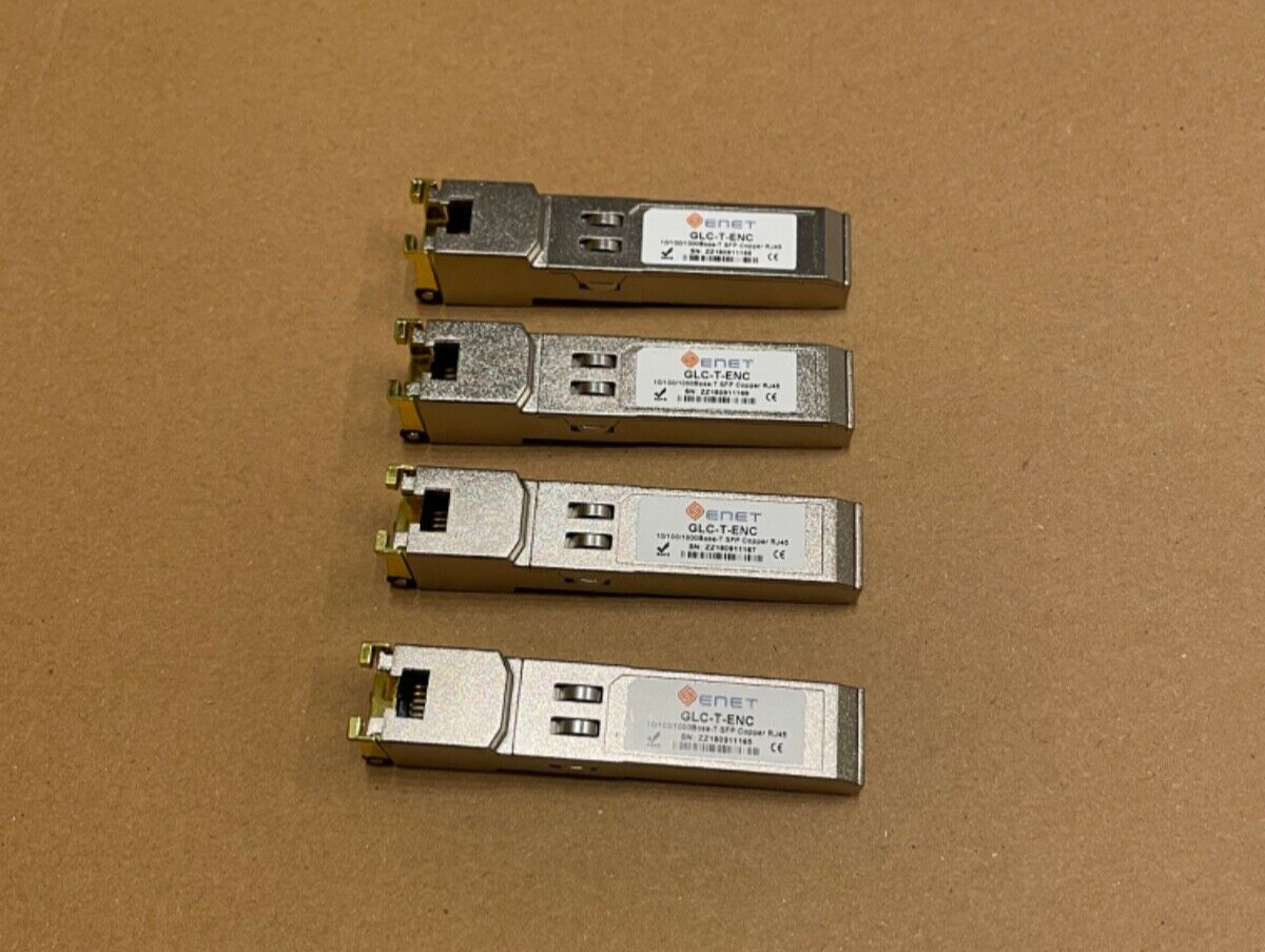 ENET GLC-T-ENC SFP 10/100/1000Base-t COPPER RJ45 Transceiver Module, set of 4