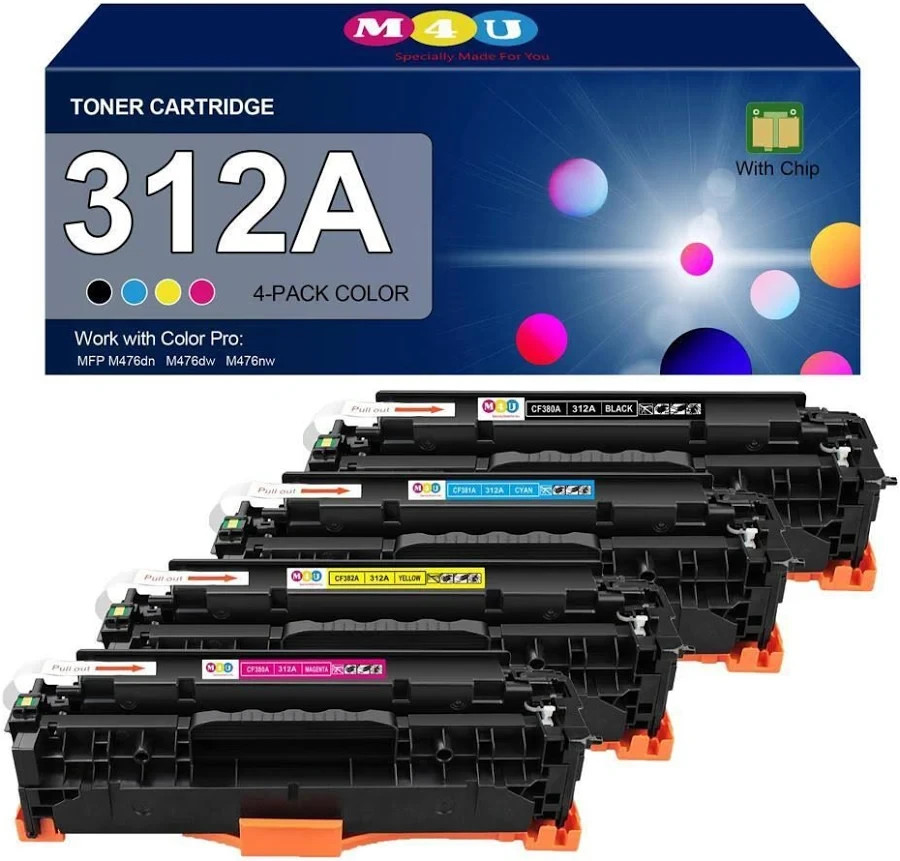 312A Toner Cartridges 4 Pack (with Chip) Replacement for 312A Toner Cartridge...