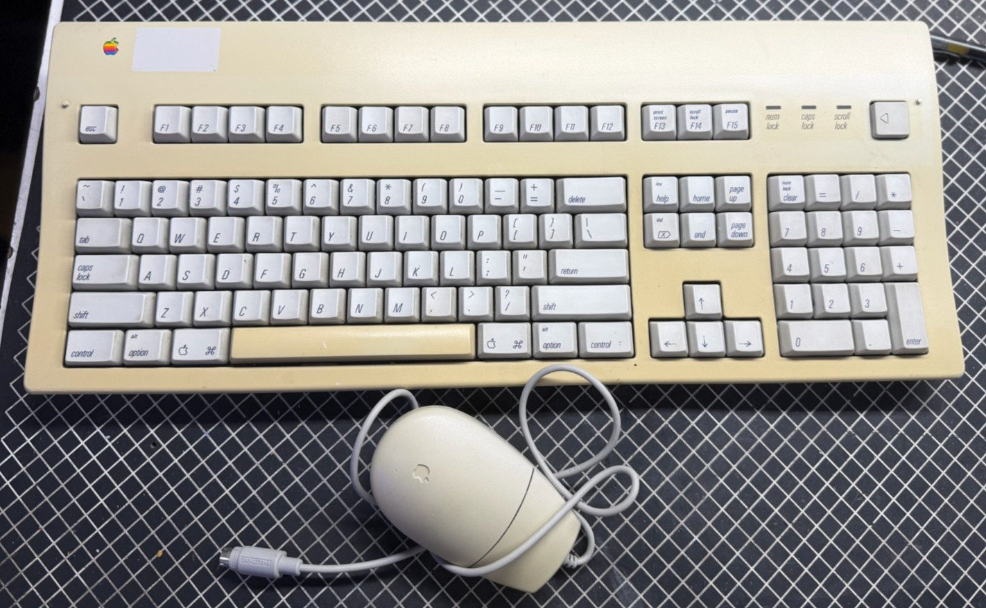 Vintage 1990 Apple Extended Keyboard II M3501 with Mouse Bus Mouse II M2706