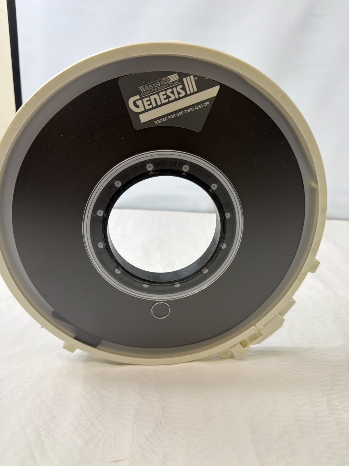 Wabash Computer Products "Genesis III" 9-track magnetic data tape reel.