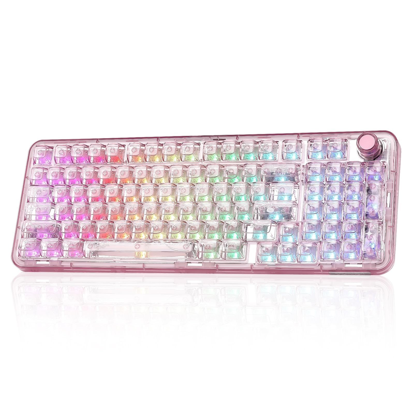 YUNZII X98 Clear Wireless Mechanical Keyboard with Knob (Pink, Snow Switch)