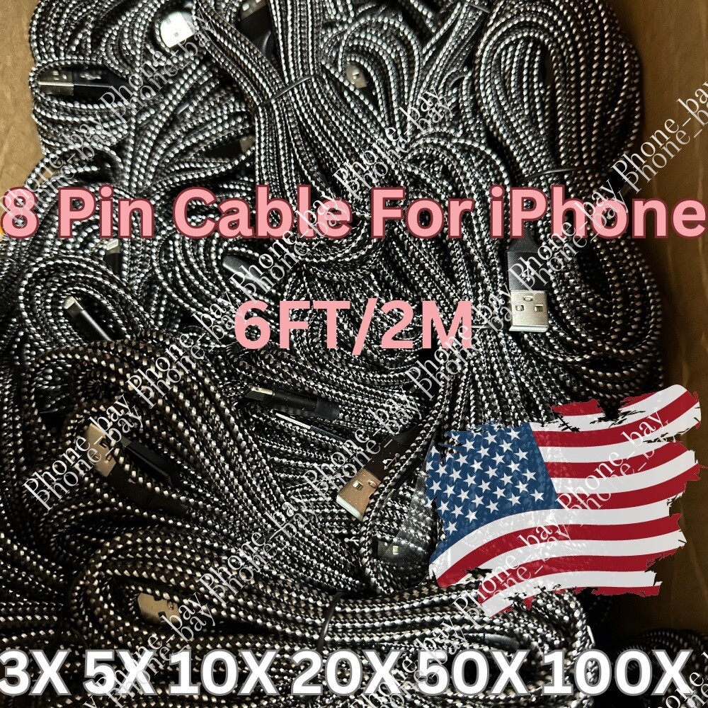 Fast Charger Cable Heavy Duty 6FT For iPhone 14 13 12 11 Charging Cord WHOLESALE