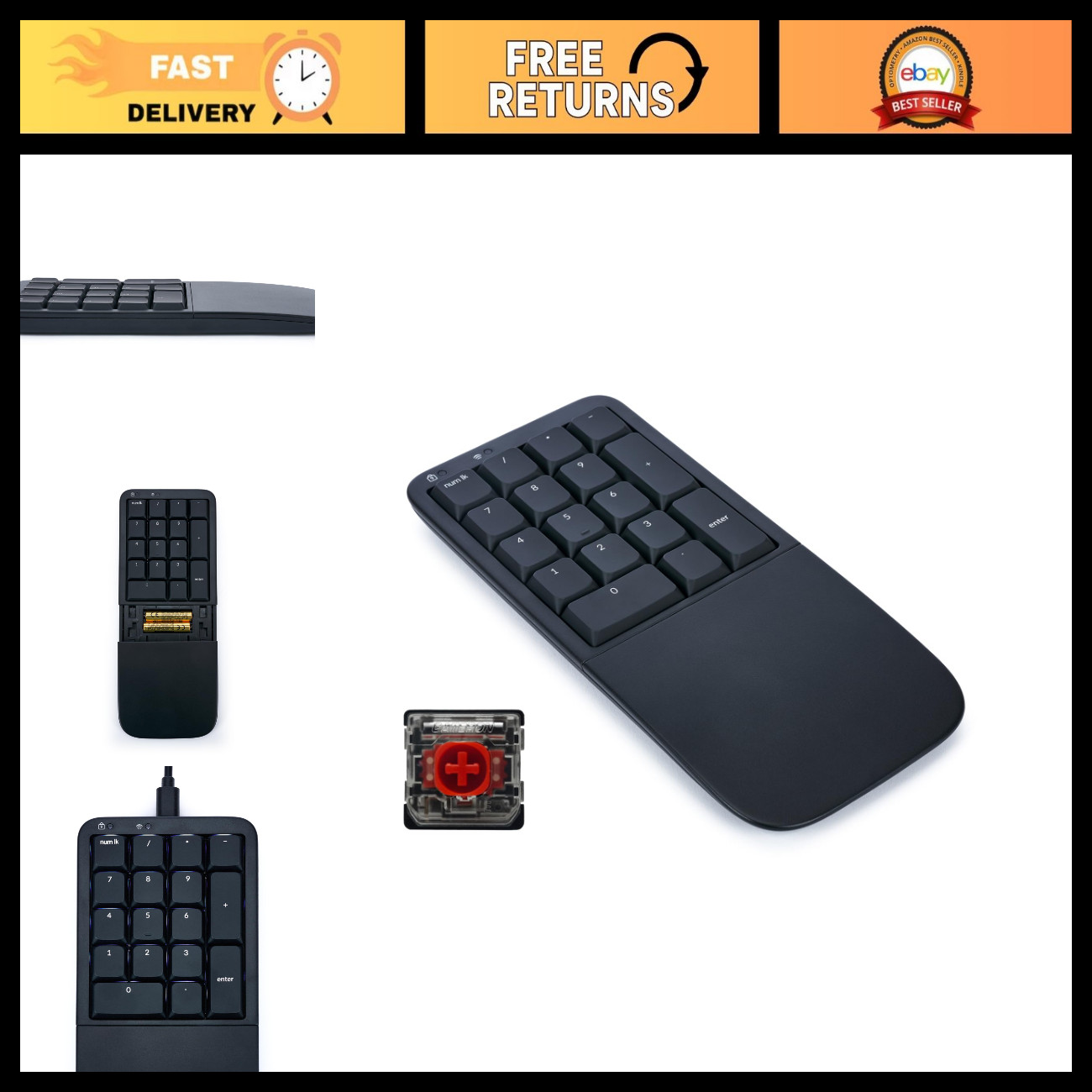 Ergonomic Mechanical Numeric Keypad | Wired/Wireless | Programmable | Backlit 10