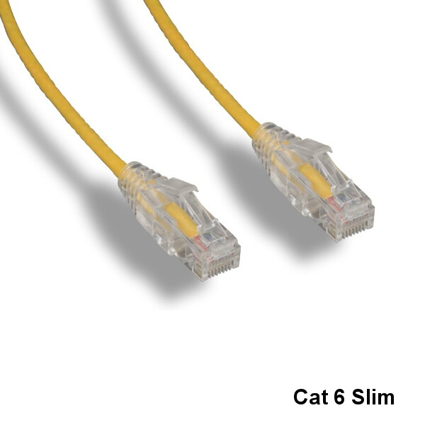 Kentek Yellow 15ft Slim Cat6 UTP Patch Cable 3.6MM 550MHz RJ45 Pure Copper RJ45