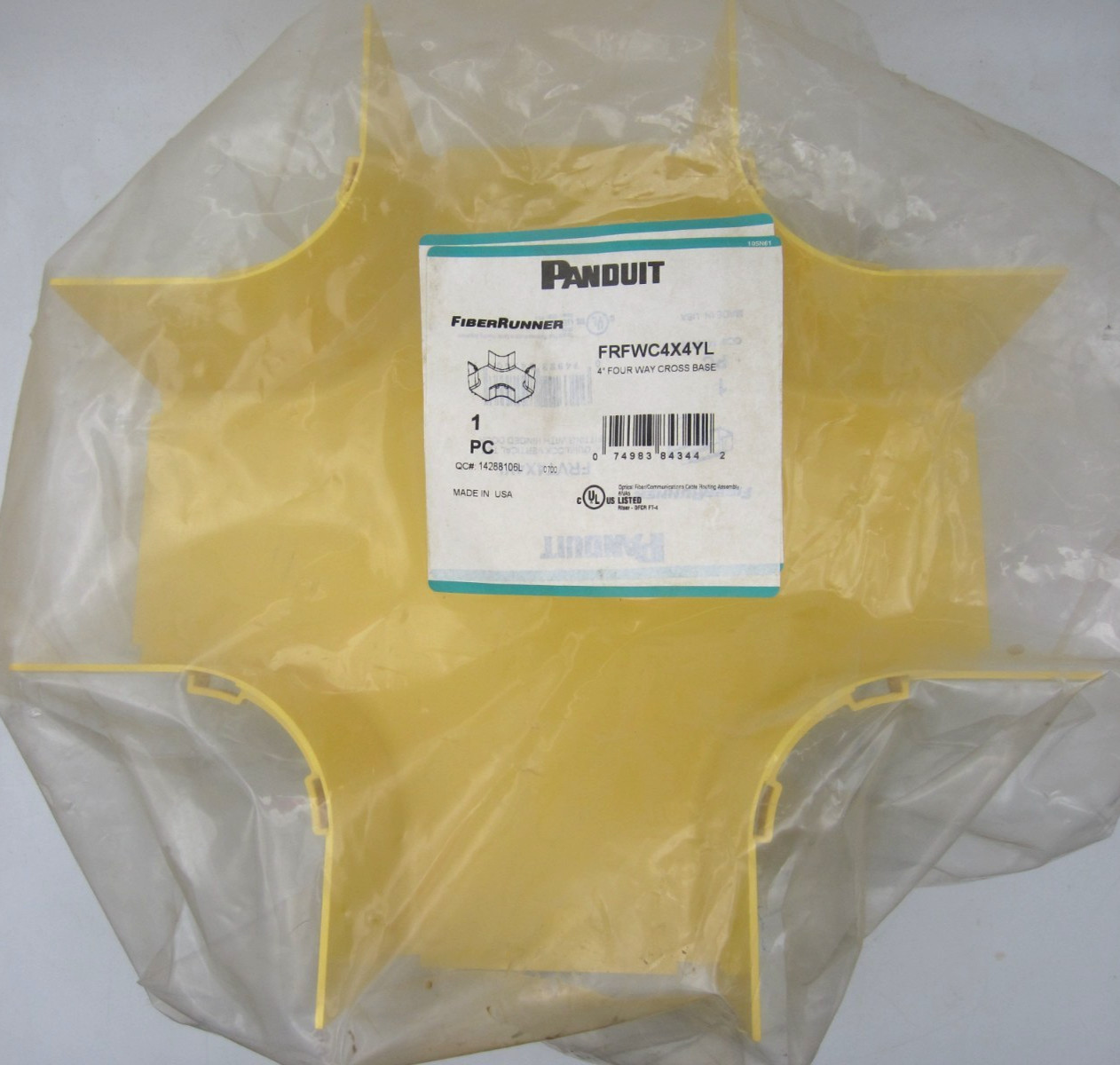 Panduit FRFWC4X4YL 4 In Four Way Cross Base Yellow 1PC - New