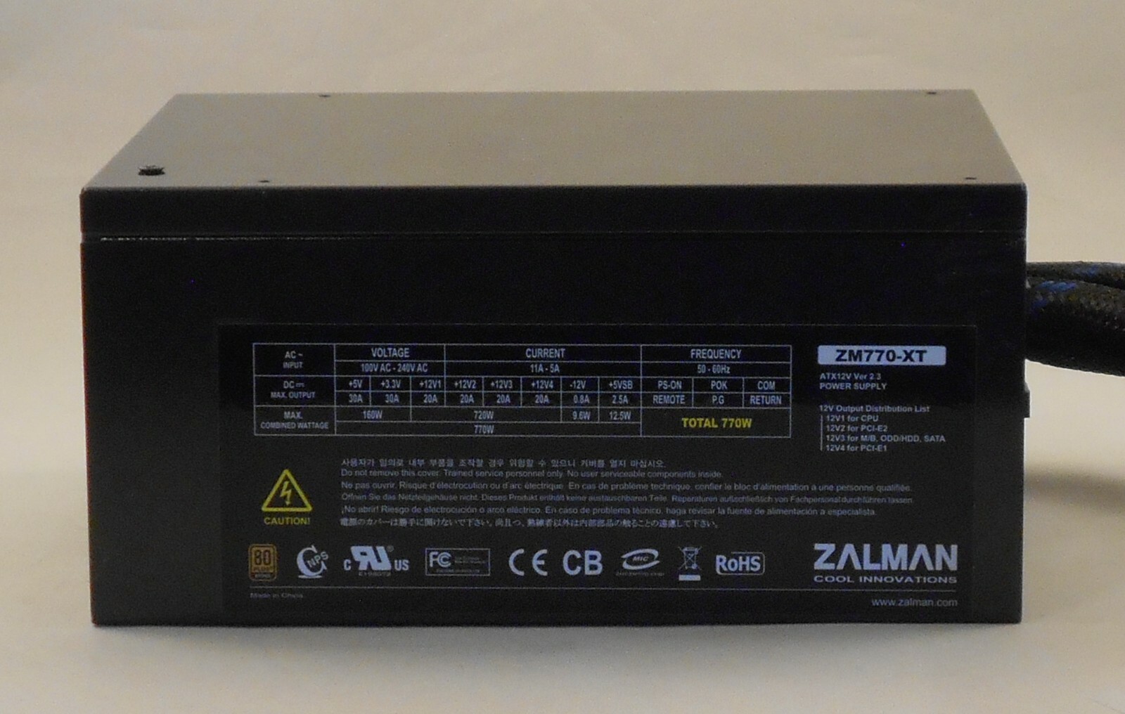 ZALMAN Z-MACHINE ZM770-XT 770W 80 Plus ATX Modular Switching PSU (For Parts)