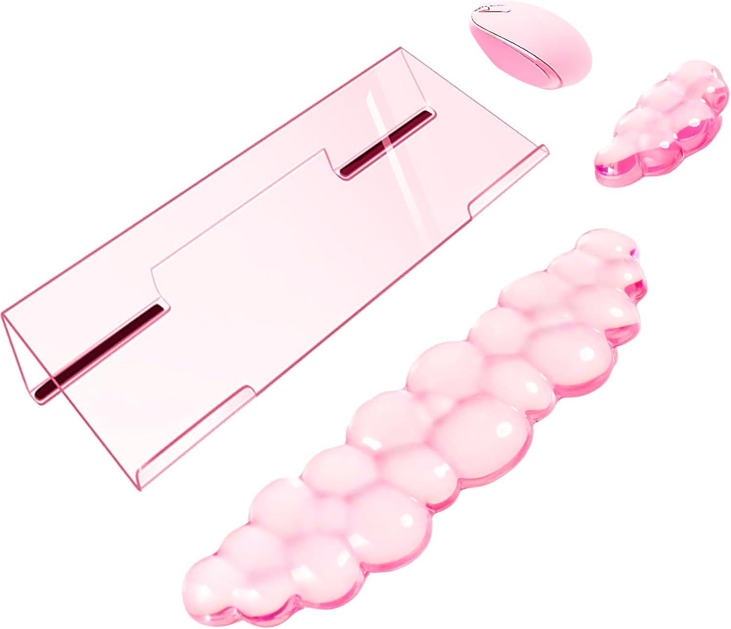 Acrylic Computer Keyboard Stand with Gel Cloud Wrist Rest Keyboard Riser with Co