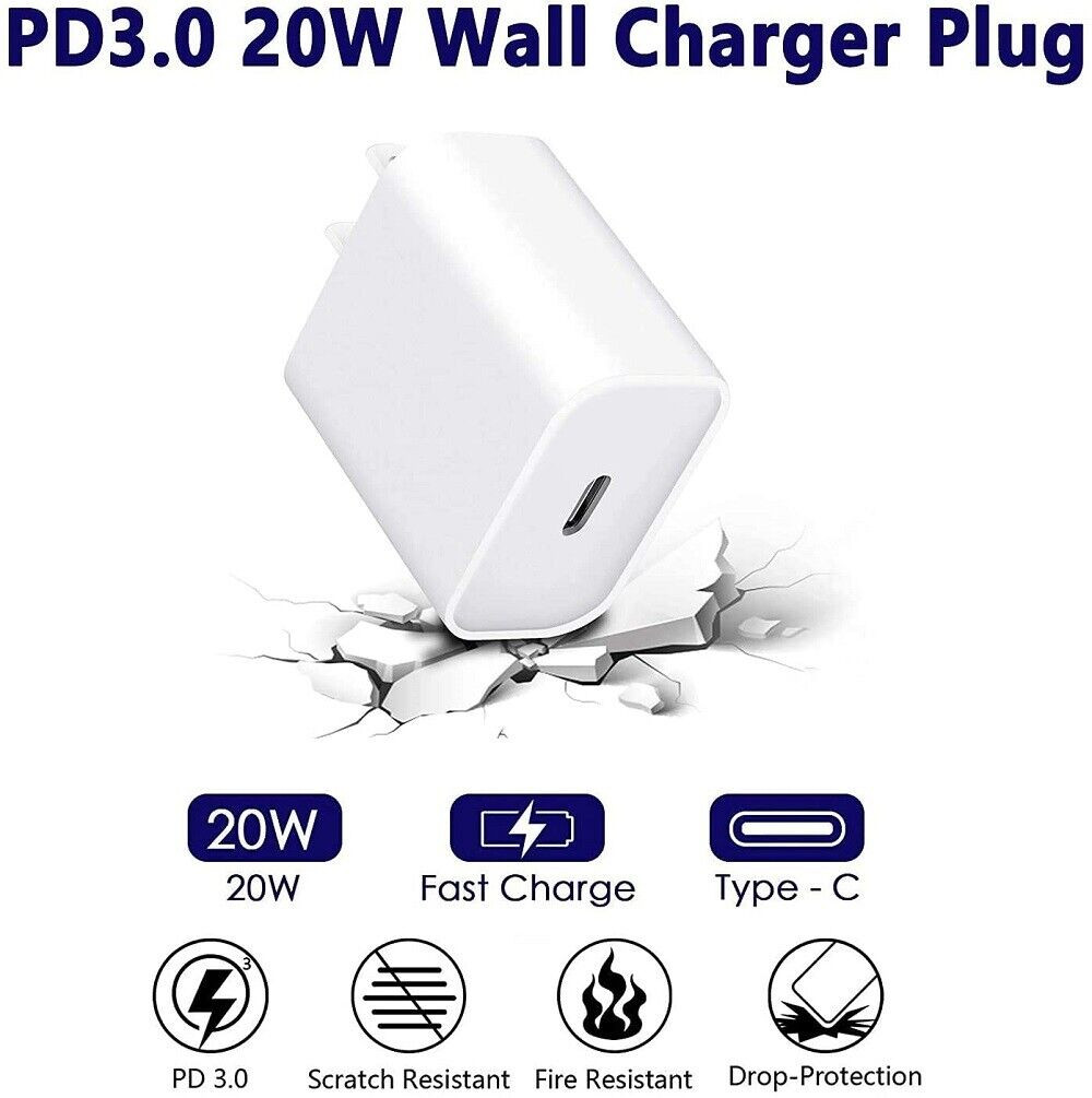 100x Lot 20W USB-C Type C Fast Charger Power Adapter Block For iPhone 15 14 13 X