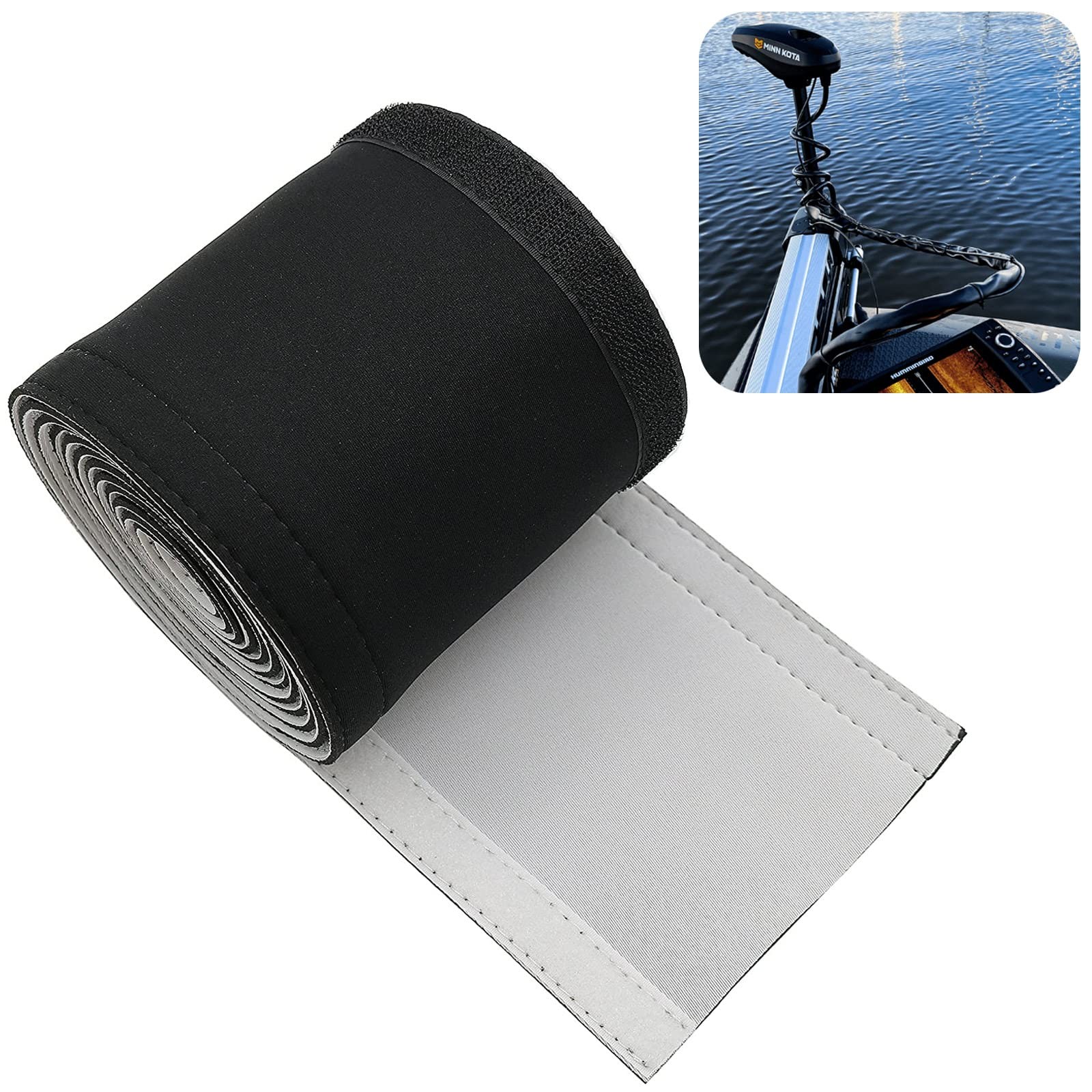 Neoprene Cable Sleeve 60 Inch Trolling Motor Wire Protection Black White