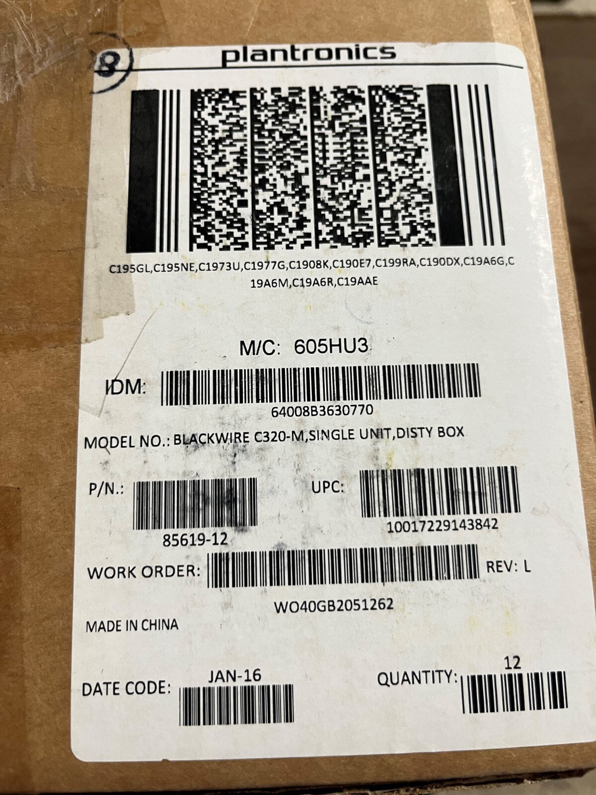 85619-12 Plantronics C320-M Stereo Headband PC Headset *PACK OF 12*  - Brand New