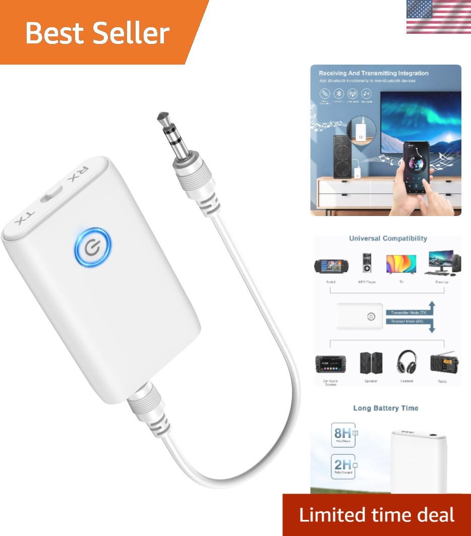 Portable Bluetooth 5.3 AUX Adapter - Transmit & Receive Wireless Audio Anywhere
