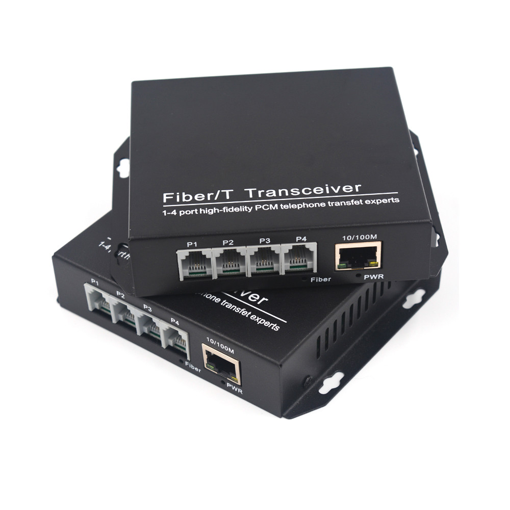 4 channels PCM Voice Telephone to Fiber Optic Singlemode 20Km 100Mbps Ethernet
