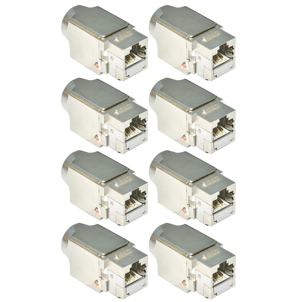 8 Pcs CAT6A RJ45 Networt LAN Ethernet 8P8C Shielded Keystone Jack 110 Punch Down