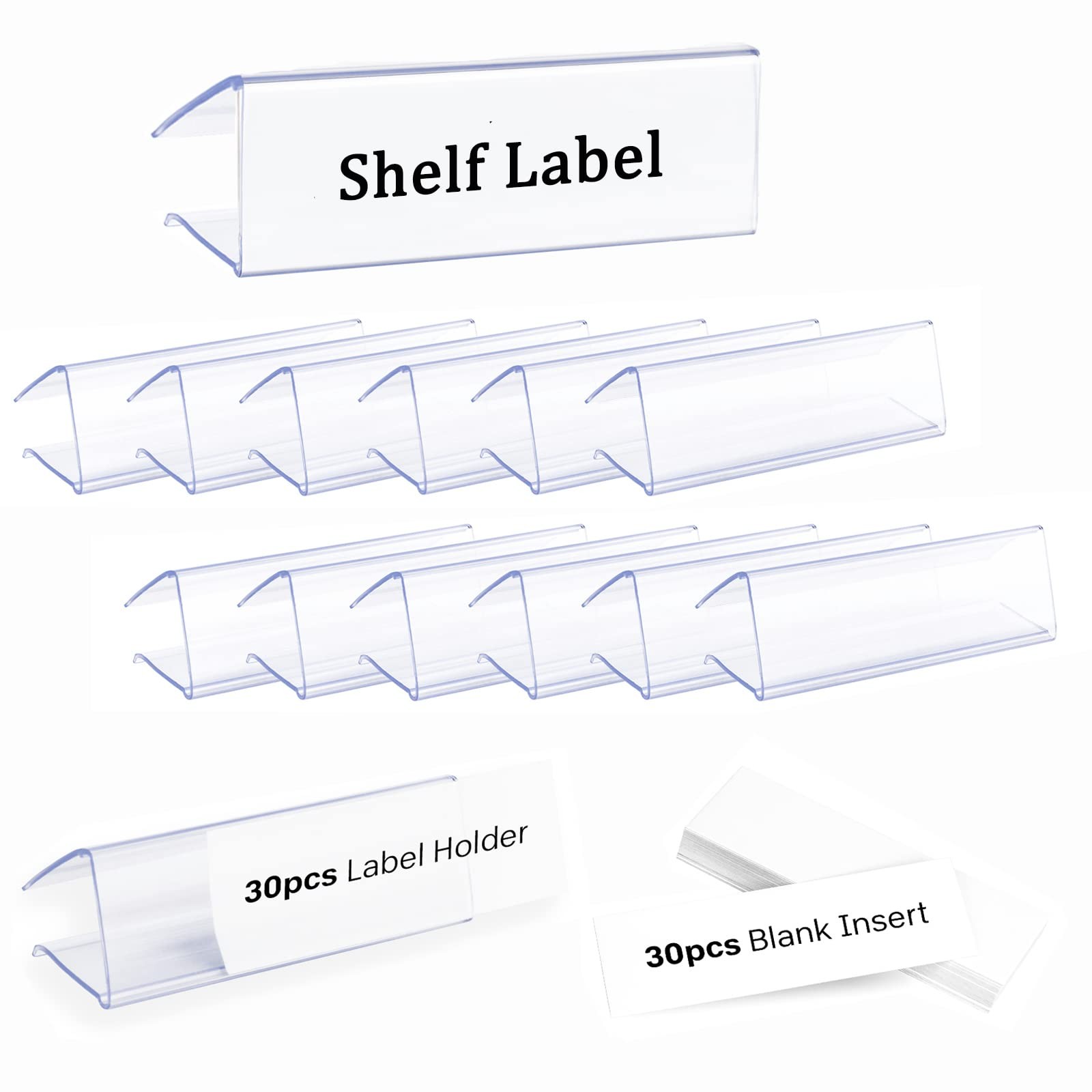 30pcs Plastic Shelf Label Holder, Clear Shelf Label Holder Wood Sign and Tag ...