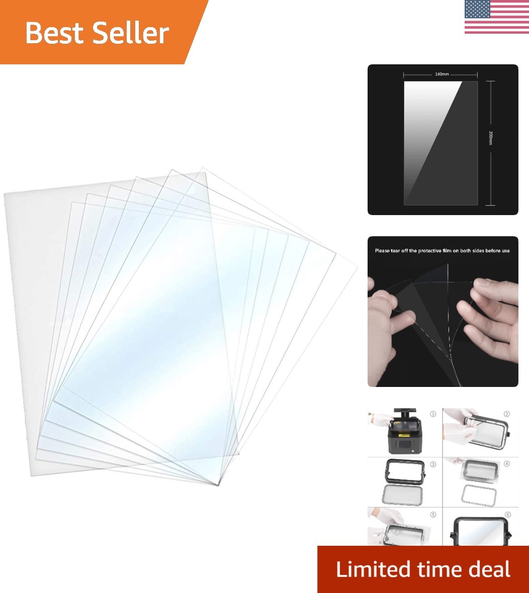 6PCS Durable FEP Film for High-Quality 3D Printing - 200x140mm, 0.15mm Thick