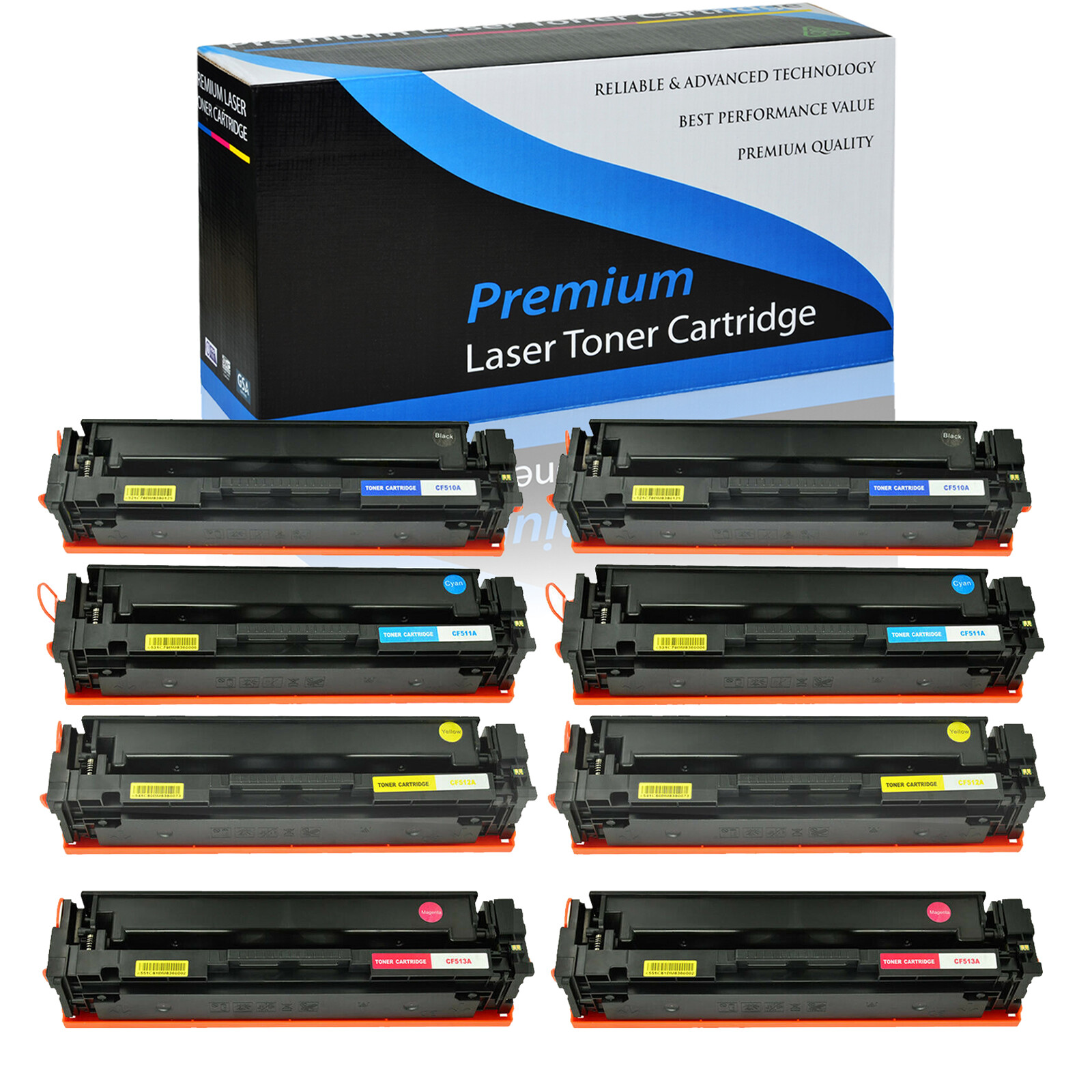 8PK CF510A Toner Set for HP 204A Color LaserJet Pro MFP M180nw MF181fw M154nw