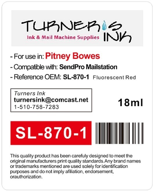 Pitney Bowes SL-870-1 Replacement Red Fluorescent Ink for SendPro Mailstation