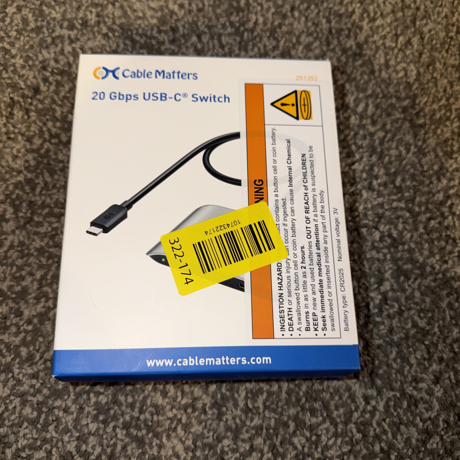 Cable Matters 20Gbps USB C Switch for 2 Computers, Up to 8K@30Hz on Windows, 4K@