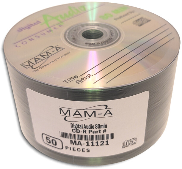 50-Pak MAM-A (Mitsui) DIGITAL-AUDIO CDR-DA Logo-top 80-Min CD-R's, #11121